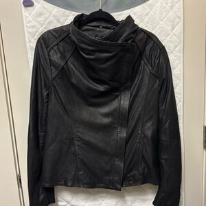 Elie Tahari genuine lamb leather jacket.  Soft.  Asymmetrical zip closure.